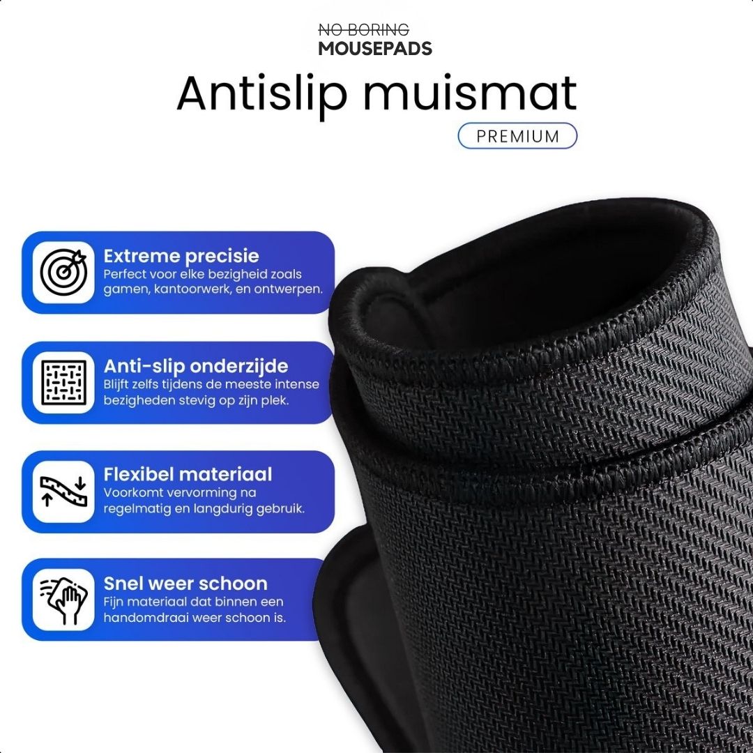 Muismat - Anti Slip - 300 x 250 mm - Zwart